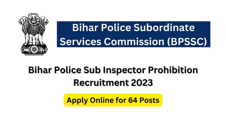 Bihar SI Prohibition Recruitment 2023 Hindi