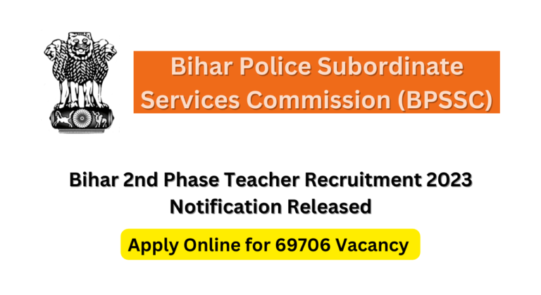 Bihar Teacher Recruitment 2023 Hindi